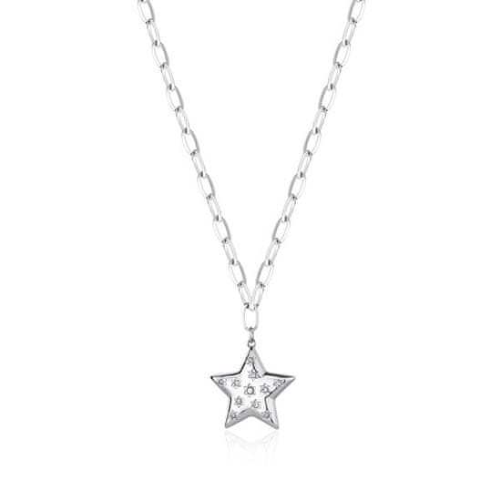 S'Agapõ Oceľový náhrdelník Hviezda s kryštálmi Stellar SSE02