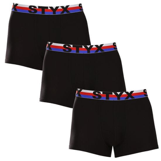 Styx 3PACK pánske boxerky športová guma čierne trikolóra (3G1960)