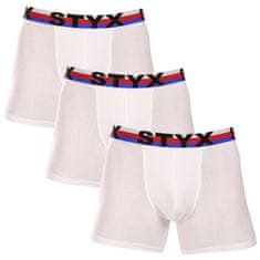 Styx 3PACK pánske boxerky long športová guma biele trikolóra (3U2061) - veľkosť XL