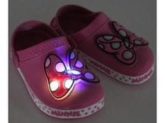 Disney Minnie Mouse Disney ružové krokodíly/žabky pre dievčatá, svietiaca mašľa 25-26 EU / 8 UK