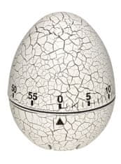 TFA 38.1033.02 EI Kuchynský časovač v tvare vajíčka, biely, imitácia popraskaný povrch