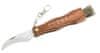 251411 hubársky zatvárací nôž 7,5 cm, drevo, kefa, retiazka s karabínou