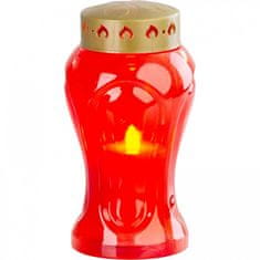 Autonar czech Kahanec s LED sviečkou červený, 17cm MagicHome TG-26, na hrob, 17cm, (súčasť balenia 2xAA)