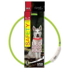 Dog Fantasy Obojok LED nylon zelený 65cm