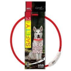 Dog Fantasy Obojok LED nylon červený 65cm
