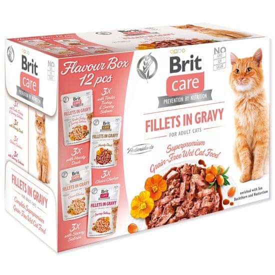 Brit Kapsičky Care Cat Flavour box filety v omáčke Multi 12x85g