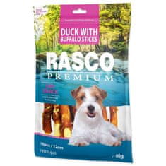 RASCO Pochúťka Premium byvolia koža obalená kačacím, tyčinky 80g
