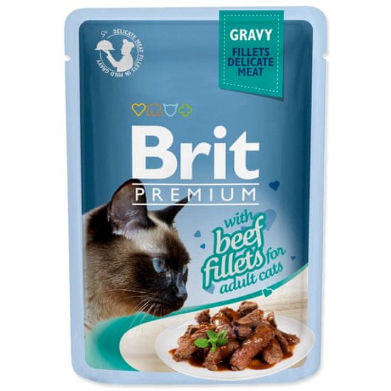 Brit Kapsička Premium Cat hovädzie, filety v omáčke 85g
