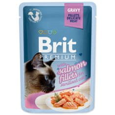 Brit Kapsička Premium Cat Sterilised losos, filety v omáčke 85g