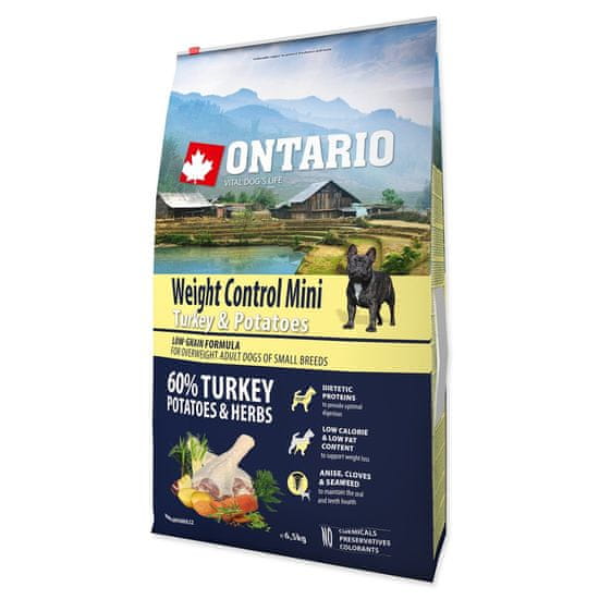 Ontario Krmivo Mini Weight Control Turkey & Potatoes 6,5kg