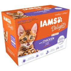 IAMS Kapsička Delights Kitten kura v omáčke multipack 1020g (12x85gr)