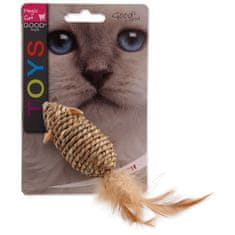 Magic Cat Hračka myška morská tráva s pierkami 18cm