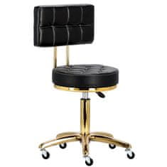 Enzo Kosmetický taburet s opěrkou, černý otočný kadeřnický židle do salonu.