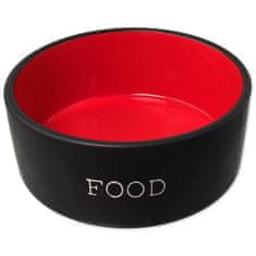 Dog Fantasy Miska keramická FOOD čierna / červená 16x6, 5cm, 850ml