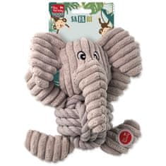Dog Fantasy Hračka DF slon Safari s uzlom pískacie 18cm
