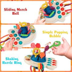 Netscroll FunBaby Prieskumník, interaktívna senzorická hračka pre deti, tlačidlá, šnúrky, rôzne farby, krúžky, rôzne textúry, podporuje motorické zručnosti a kreativitu, výborný darček, FunBaby