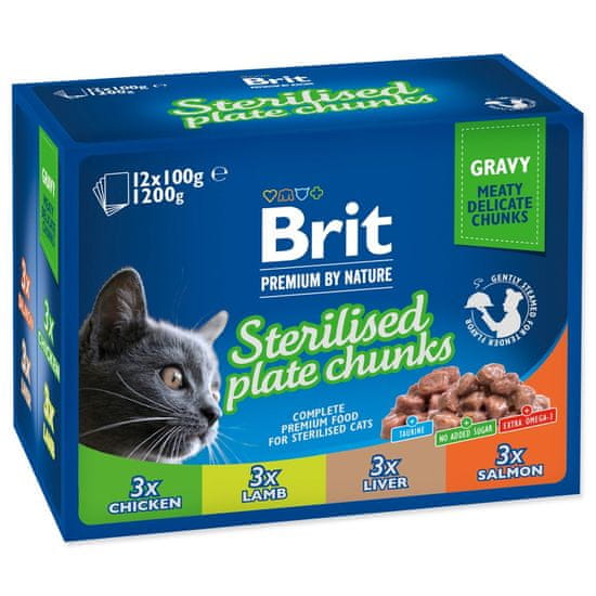 Brit Kapsička Premium Cat Meat Sterilised mix v omáčke Multi 400g (4x100g)