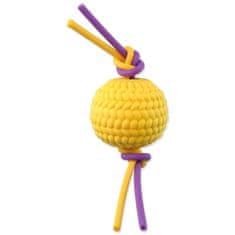 Dog Fantasy Hračka loptička penová žltá s TPR flexi lanami 22x6,5x6,5cm