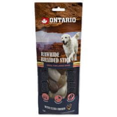 Ontario Pochúťka byvolej kože s kuracím, pletená tyčinka 20cm