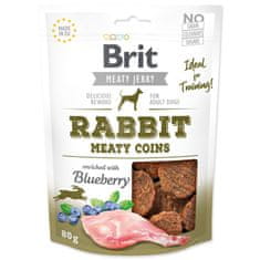 Brit Pochúťka Jerky Meaty králik, kolieska 80g