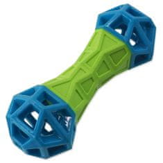 Dog Fantasy Hračka Kosť s geometrickými obrazcami pískacia zeleno-modrá 18x5,8x5,8cm
