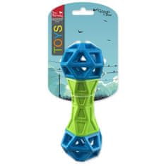Dog Fantasy Hračka Kosť s geometrickými obrazcami pískacia zeleno-modrá 18x5,8x5,8cm
