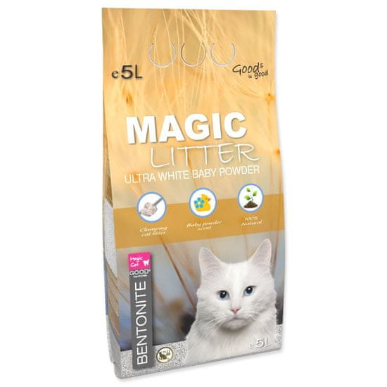 Magic Cat Mačkolit Magic Litter Bentonite Ultra White Baby Powder 5L/4,4kg