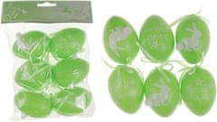 Autronic Vajíčka plastová 6cm, s nápisom VESELÉ VEĽKONOCIA, 6 kusov v sáčku, farba zelená VEL5047-GRN