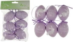 Autronic Vajíčka plastová 6cm, s nápisom VESELÉ VEĽKONOCIA, 6 kusov v sáčku, farba lila, VEL5047-LILA