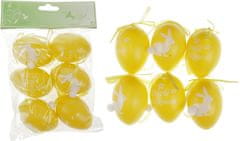 Autronic Vajíčka plastová 6cm, s nápisom VESELÉ VEĽKONOCIA, 6 kusov v sáčku, farba žltá VEL5047-YEL