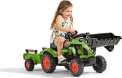 Falk FALK Šlapací traktor 2040AM Claas Arion 410 s nakladačem a vlečkou - zelený