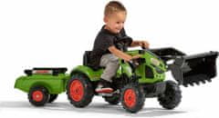 Falk FALK Šlapací traktor 2040AM Claas Arion 410 s nakladačem a vlečkou - zelený