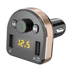 DUDAO Nabíječka do auta Dudao R2Pro, 3 v 1, 2x USB, vysílač FM Bluetooth (černá)