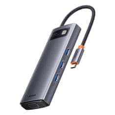 BASEUS Rozbočovač 6v1 Baseus řady Metal Gleam, USB-C na 3x USB 3.0 + HDMI + USB-C PD + VGA