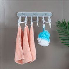 Netscroll Samolepiaci skladací nástenný vešiak na sušenie prádla, nástenný držiak na sušenie malých kusov prádla, skladací nástenný vešiak šetrí miesto, jednoduchá montáž, Clipsy