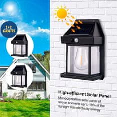 Netscroll Solárna svetelná s detektorom pohybu, s solárnymi svetlami ušetríte na nákladoch za elektrinu, estetický a moderný dizajn, osvetlenie dvora, záhrady, vstupu alebo garáže, vodotesná, 2 kusy,MotionLamp