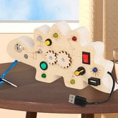 Netscroll Vzdelávacia didaktická hračka pre deti, učenie a hra s LED svetlami, rozvoj jemnej motoriky, prenosná a bezpečná na použitie v uzavretých alebo otvorených priestoroch, tvar dinosaura, SwitchToy