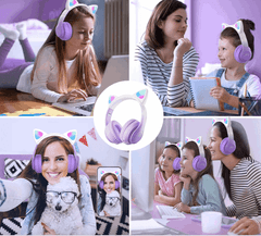 No Name Detské Bluetooth Slúchadlá STN-28 s Mačacími Ušami a LED Svetlami Detské Bluetooth Slúchadlá STN-28 s Mačacími Ušami a LED Svetlami