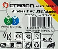 Octagon USB WiFi Dongle OCTAGON WL608 600Mb/s, WiFi 2,4/5GHz 