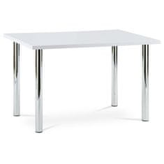 Autronic Moderný jedálenský stôl Jídelní stůl 120x75 cm, chrom / vysoký lesk bílý (AT-1914B WT) (2xKarton)