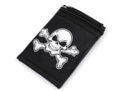 Textilná peňaženka s retiazkou - čierna lebka