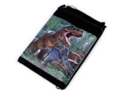 Textilná peňaženka s retiazkou - zelená dinosaurus