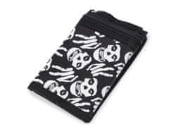 Textilná peňaženka s retiazkou - čierna lebka