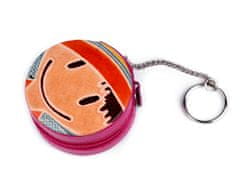 Peňaženka kožená / kľúčenka Ø6,5 cm - pink