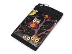 Textilná peňaženka s retiazkou - čierna sova
