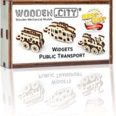 Wooden city 3D puzzle mini súprava Widgets: Dopravné prostriedky 36 dielikov