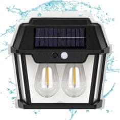AUR Vonkajšie solárne nástenné svietidlo so senzorom pohybu DuoLight