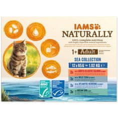 IAMS Kapsička Naturally Adult morské mäso v omáčke multipack 1020g (12x85g)