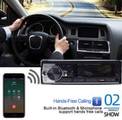 Junsun Univerzálny 1din Autorádio s Bluetooth, USB, AUX, čítačka pamäťových kariet, ISO konektor, diaľkový ovládač, vstavaný mikrofón - Handsfree