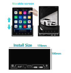 Podofo Teslá Style Android Autorádio s Otočnou Vertikálnou obrazovkou, parkovacia kamera zadarmo, Posuvné Autorádio s GPS navigáciou, WIFI, Bluetooth, USB
